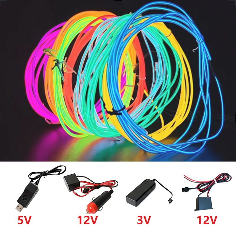 Led El Wire - سلك EL بطول 10/5/3/1 متر مع