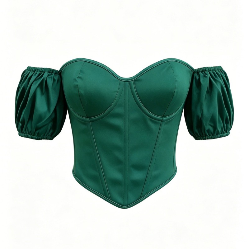 بلوزة كورسيه ساتان خضراء مثيرة - مراجعة Boning Corset Steel وسعره